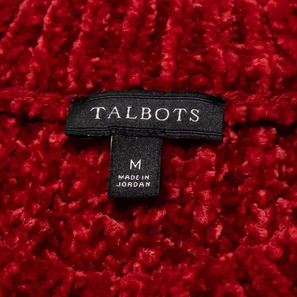 Talbots Sweater Womens Medium Red Chenille Pullover Chunky Knit Soft Cozy Casual - Picture 7 of 8